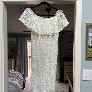 Off the shoulder sequenced/lace dress